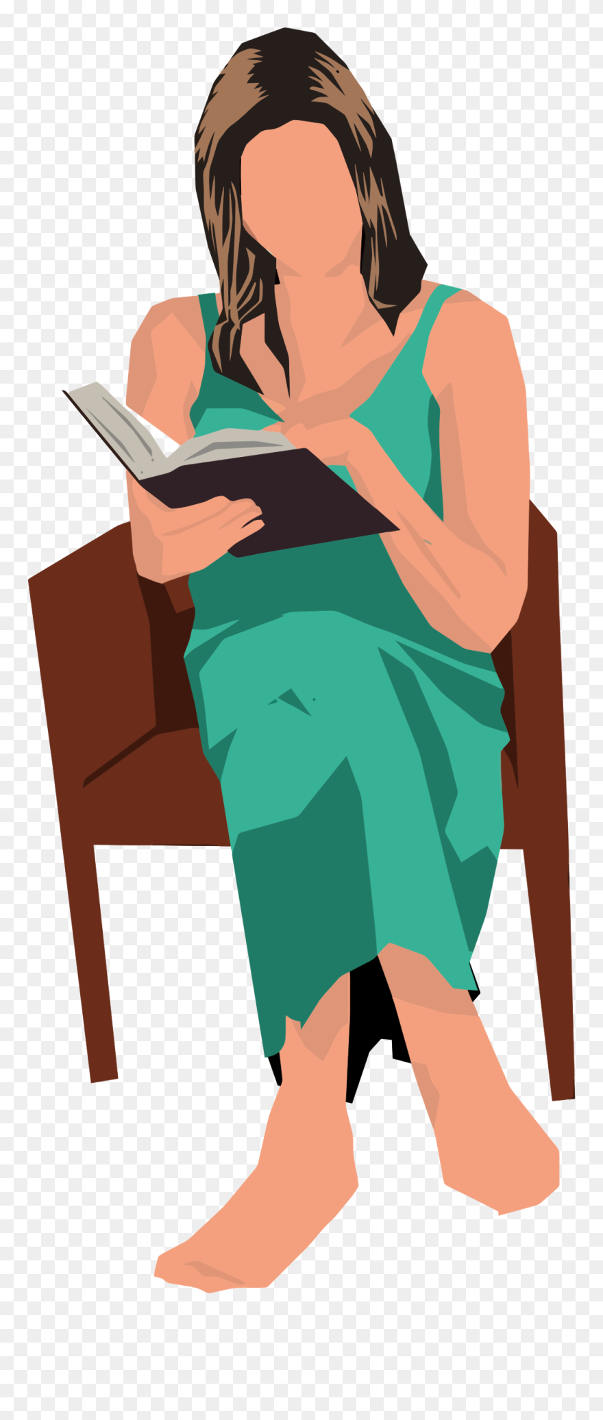 Woman Sitting In Chair Reading Picture Library - Woman Sitting In Chair Clipart - Png Download