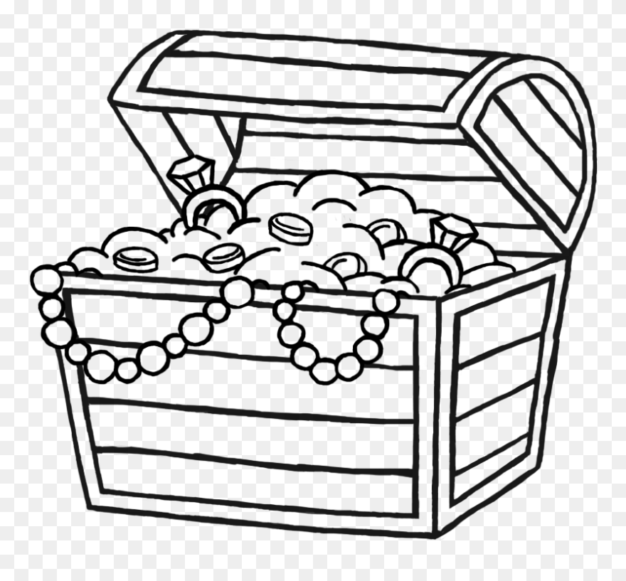Treasure Box Clipart Outline , Png Download - Outline Treasure Chest Clipart Transparent Png