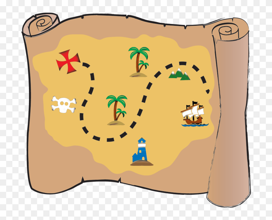 Treasure Clipart Treasure Map, Treasure Treasure Map - Pirate Treasure Map Cartoon - Png Download