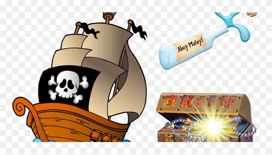 Barco Pirata Con Oro Clipart