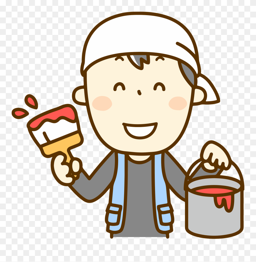 Carpenter Man Paint Clipart - Carpenter Drawing - Png Download