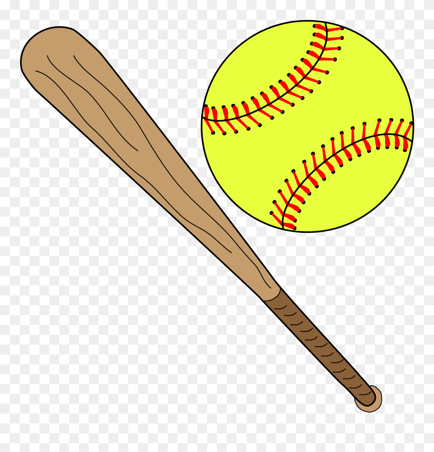 Clam Softball Clipart Vector Transparent Stock Download - Softball And Bat Clipart - Png Download