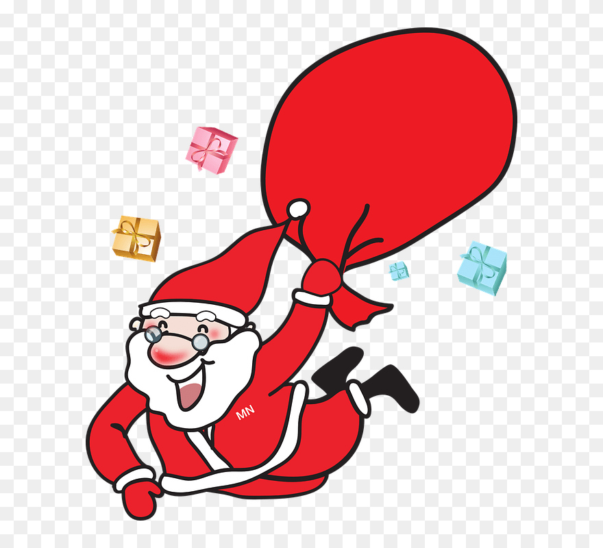 Sjov Nisse Clipart Santa Claus Christmas Gift Free - Merry Christmas Sticker Download - Png Download