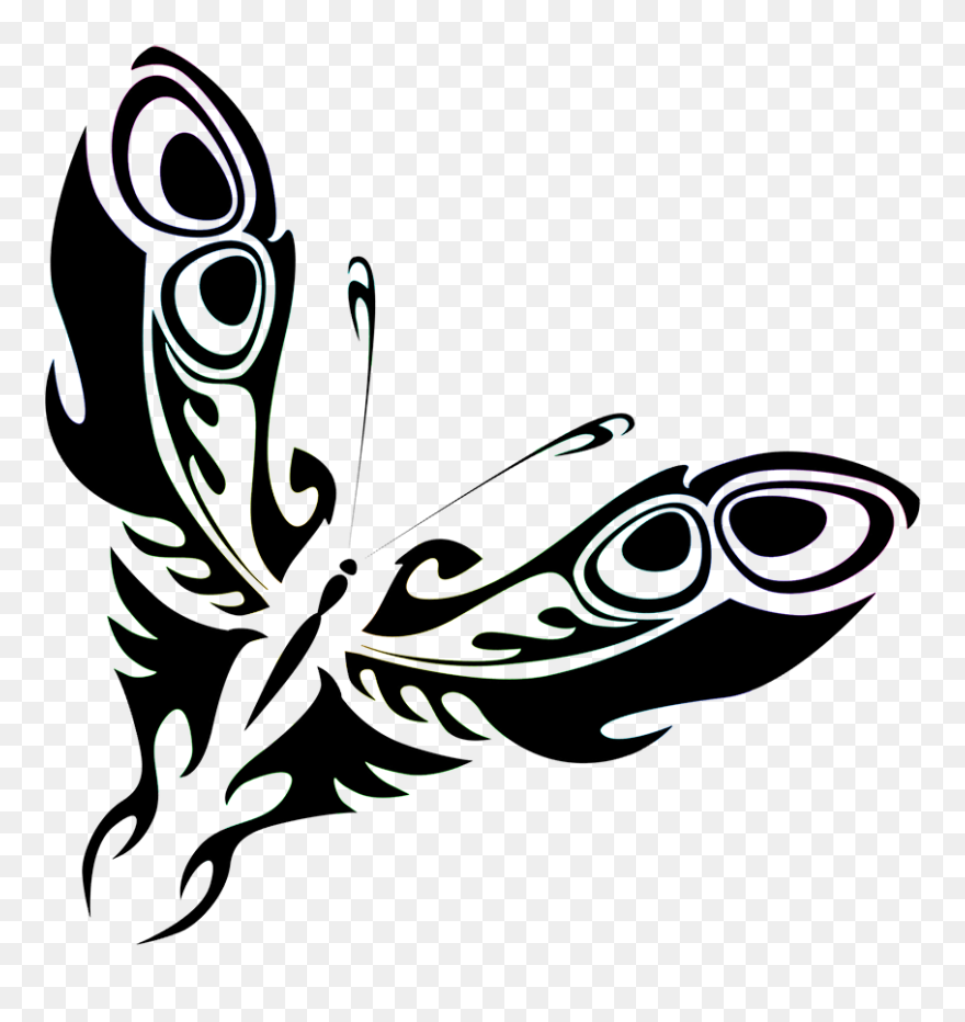 Black Butterfly Shape - Illustration Clipart