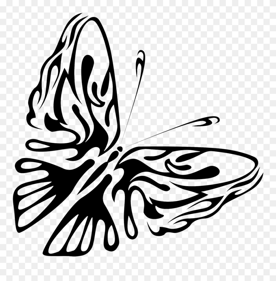 Black Png Butterfly Shape - Brush-footed Butterfly Clipart