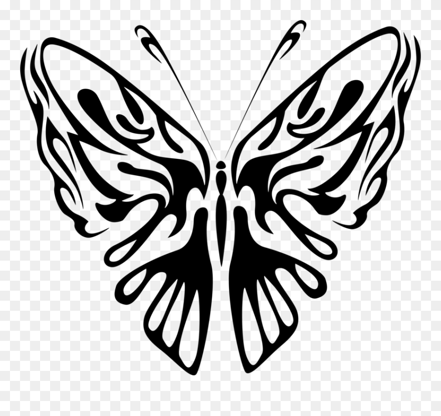 Art,symmetry,monochrome Photography - Butterfly Drawing Black And White Clipart