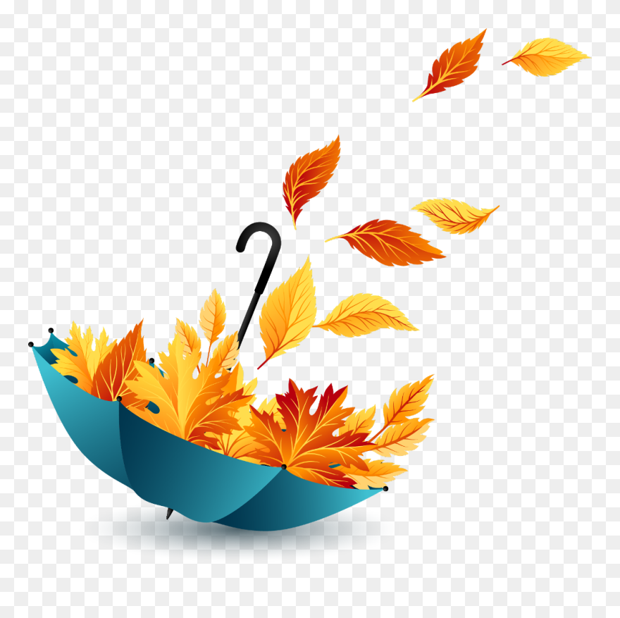 #ftestickers #clipart #umbrella #leaves #wind #autumn - Autumn Umbrella Clipart - Png Download