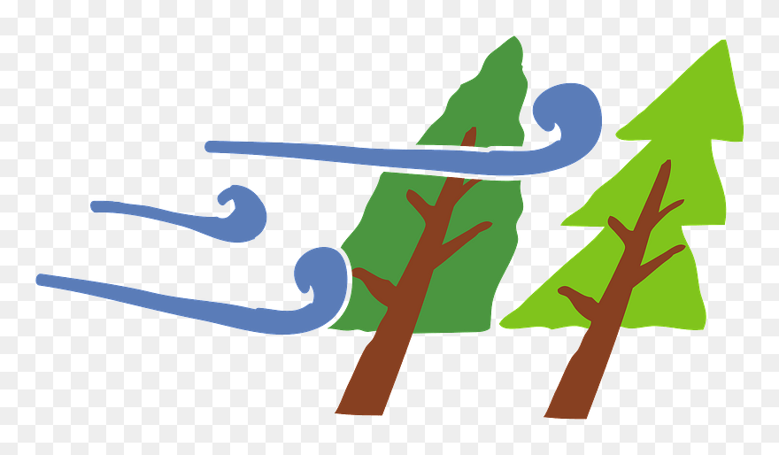 Wind Trees Clipart - 風 イラスト フリー 素材 - Png Download
