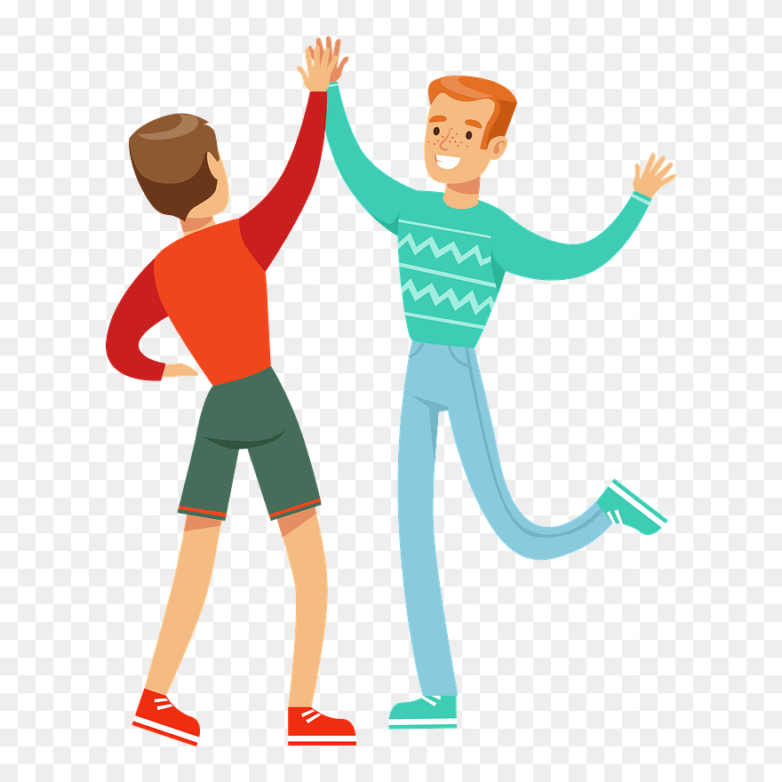 Men Friends Clipart - Friends High Five Drawing - Png Download