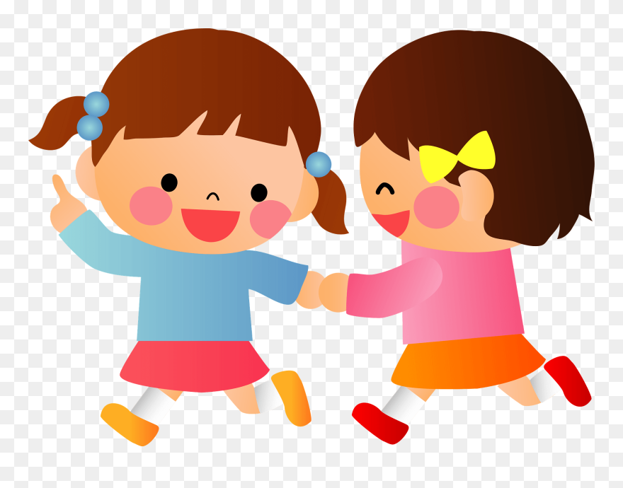 Children Girls Friends Clipart - 女の子 手 を つなぐ イラスト - Png Download