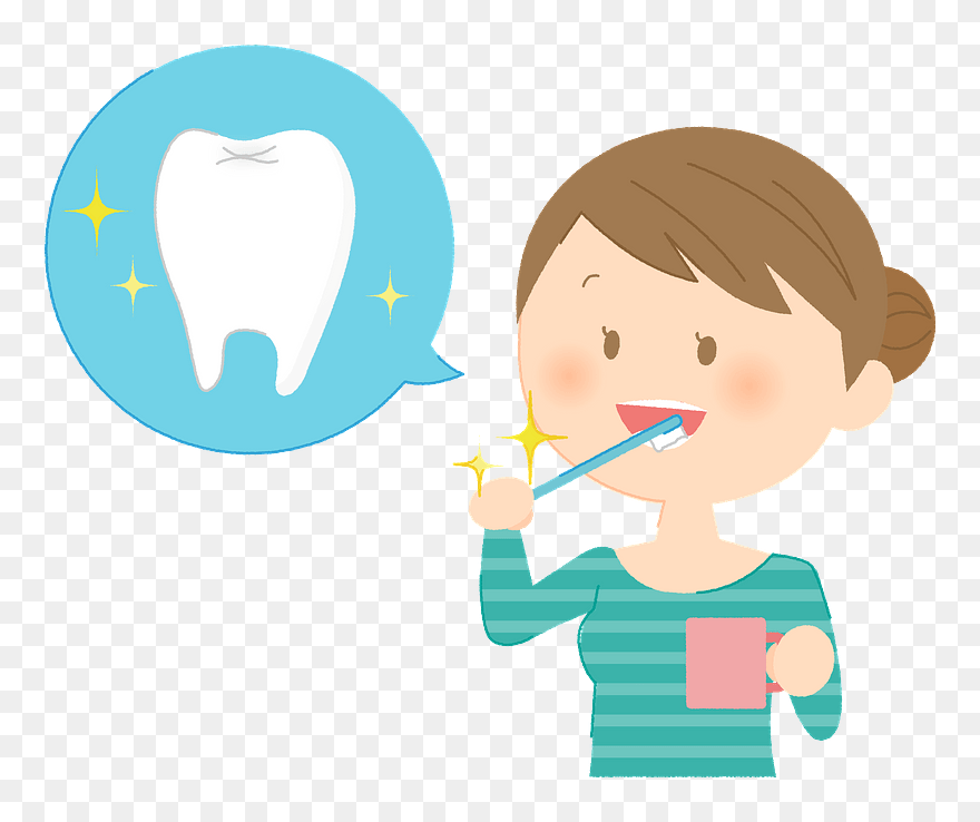 Woman Tooth Brushing Clipart - 歯 を 磨く イラスト - Png Download