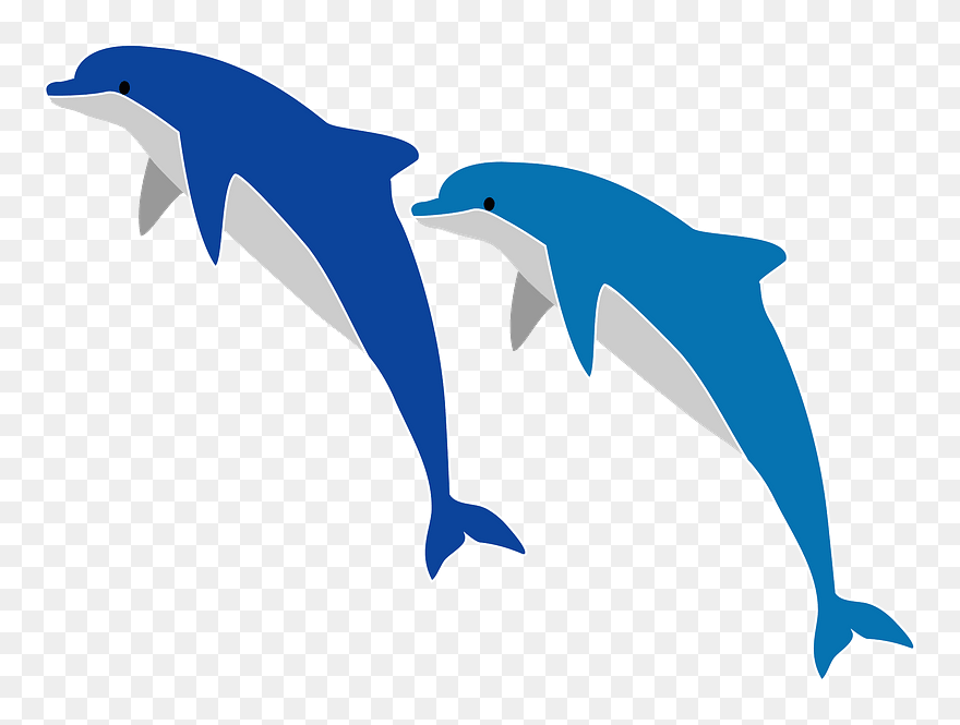 Dolphins Jumping Clipart - イルカ 二 匹 イラスト - Png Download