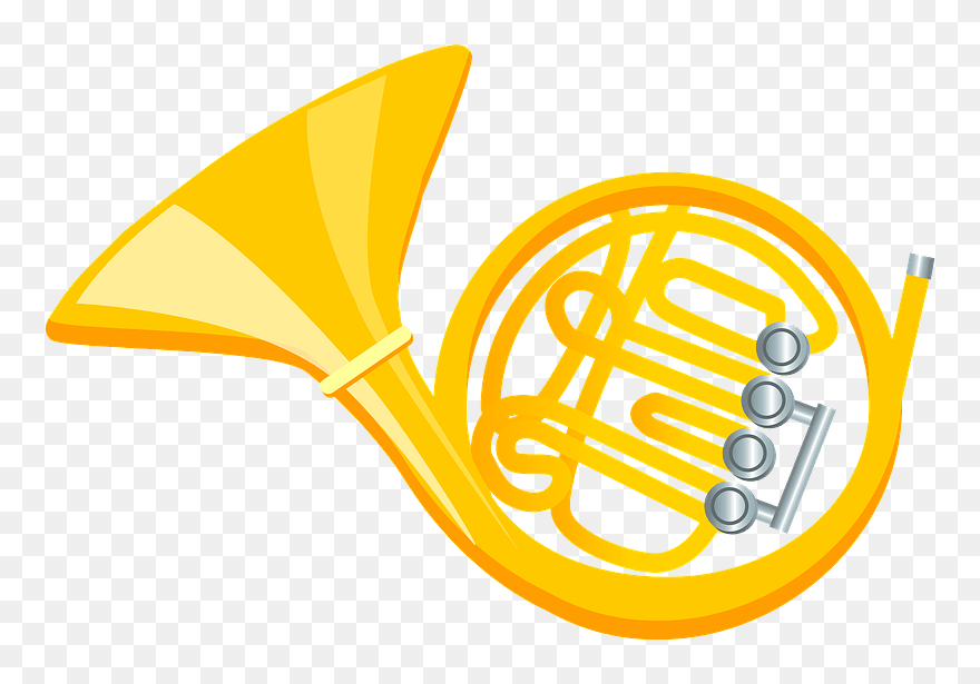 French Horn Musical Instrument Clipart - 金 管楽器 イラスト フリー - Png Download