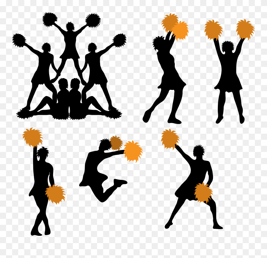 Cheerleading Pom-pom Silhouette - Cheer Pyramid Clipart - Png Download