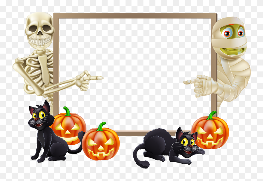 Halloween Landscape Trick Or Treating Clip Art - Halloween Frame Png Transparent