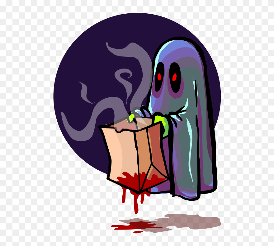Scary Ghost Trick Or Treating - Clip Art - Png Download