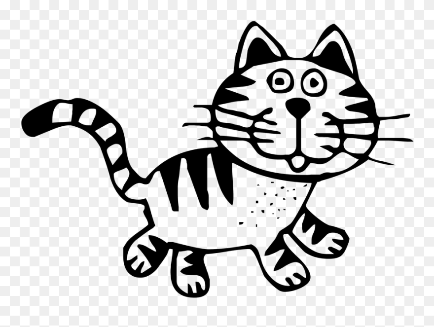 Black Cat Clipart Monochrome - Black And White Cat Clipart - Png Download
