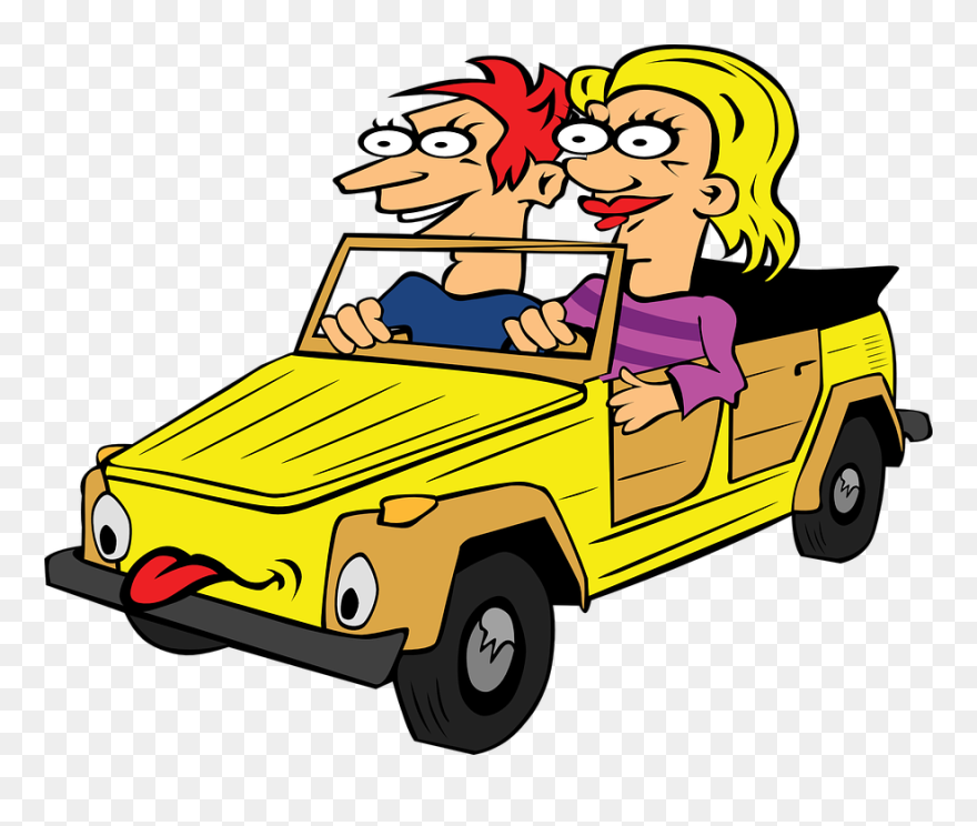 Transparent Animated Car Png - Cartoon People In Cars Clipart