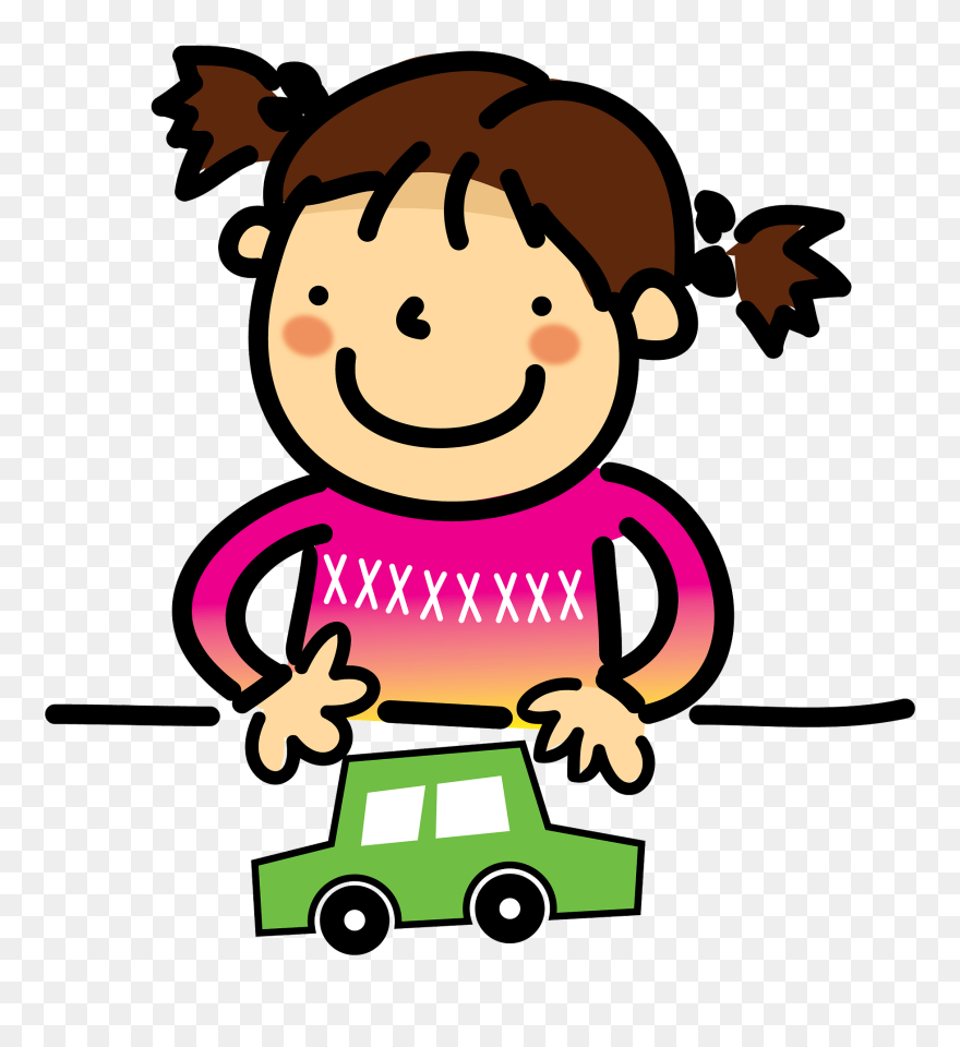 Girl Plays With A Toy Car Clipart - Png Download