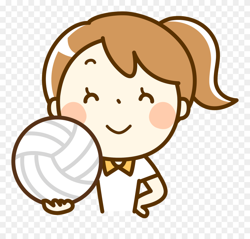 Volleyball Sports Girl Clipart - Girl Playing Volleyball Cartoon - Png Download