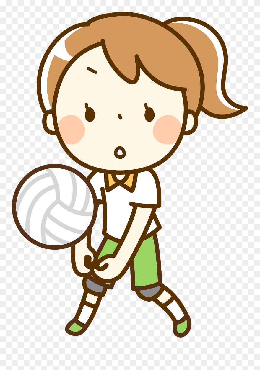 Volleyball Sports Girl Clipart - Cartoon Playing Volleyball - Png Download