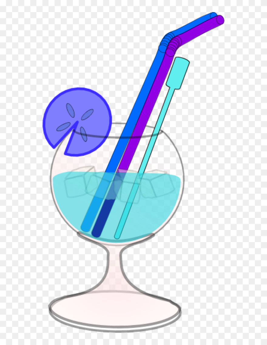 Glass Juice Straw Lemon Ice - Straw On The Glass Clipart - Png Download