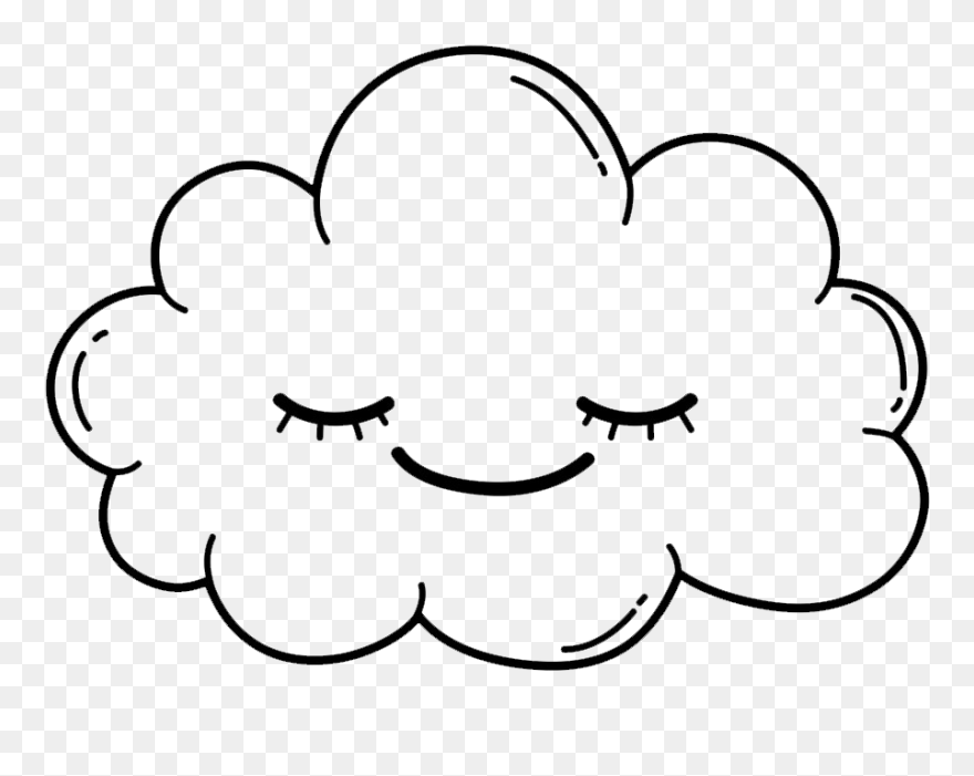 Cloud Outline Clipart Png - Cloud Cartoon Black And White Transparent Png