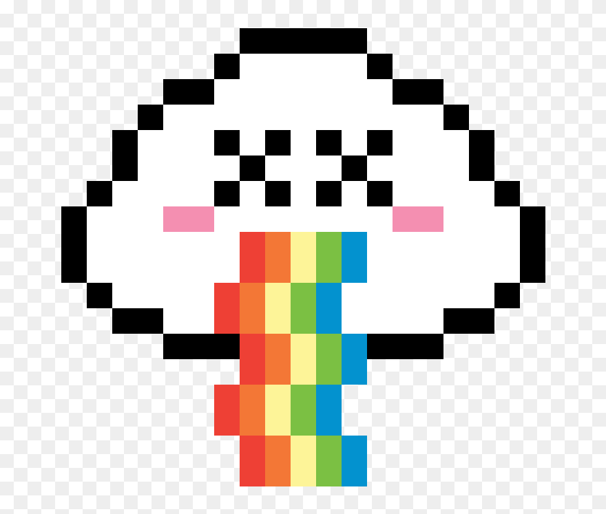 Rainbow Puking Cloud - Cute Pixel Speech Bubble Clipart