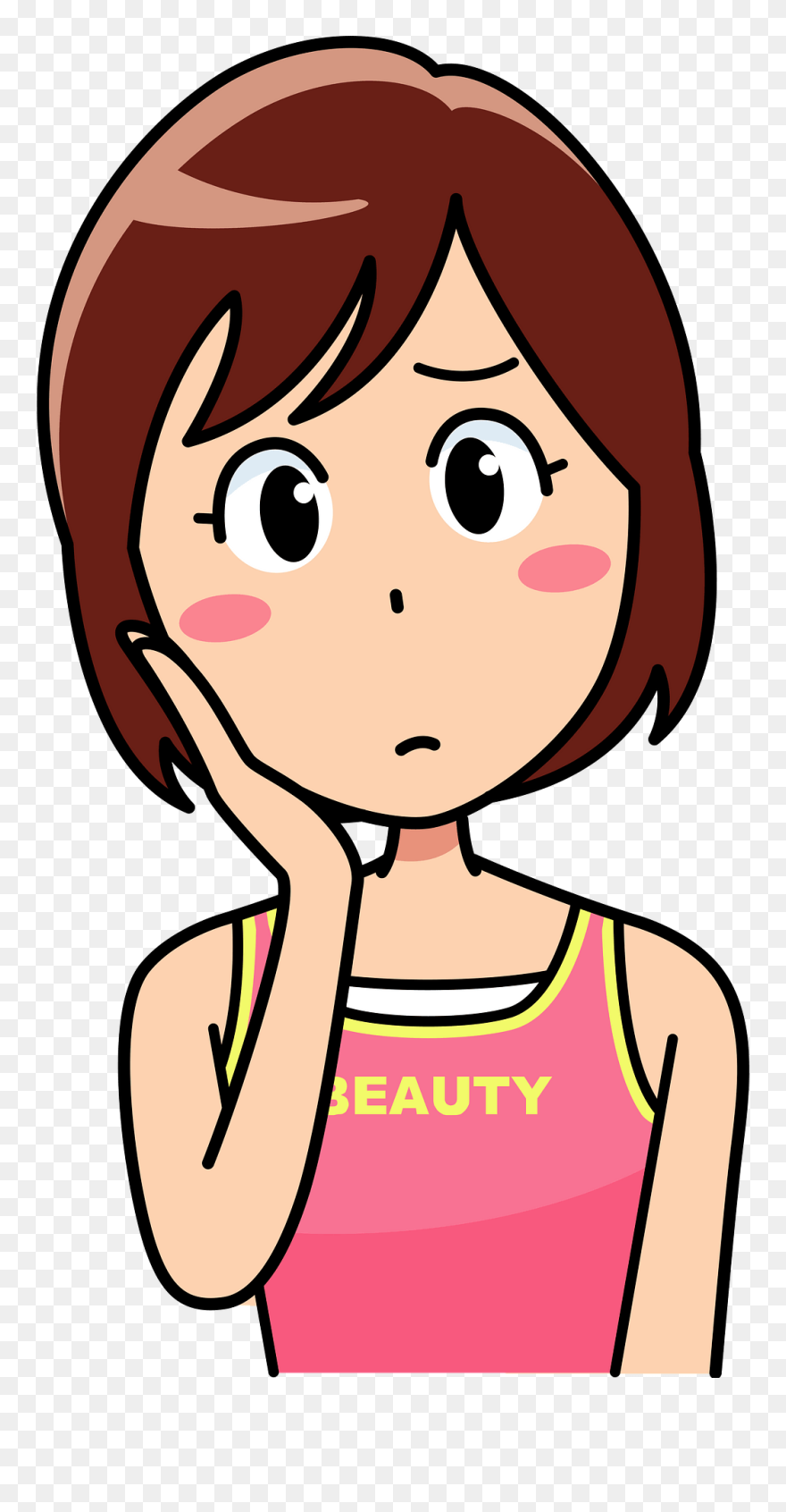 Woman Girl Thinking Clipart - フリー 素材 悩む 人 イラスト - Png Download