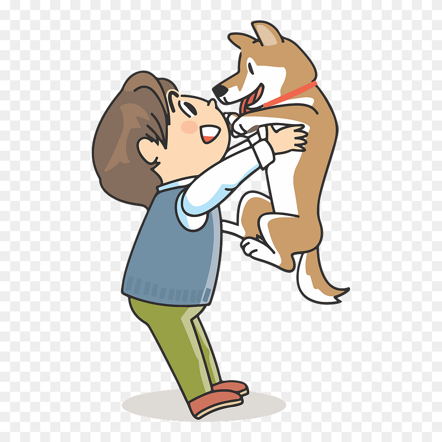 Man Dog Pet Clipart - 강아지 안고 있는 일러스트 - Png Download