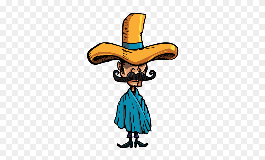 Mexican With Sombrero - Mexican With Big Sombrero Clipart