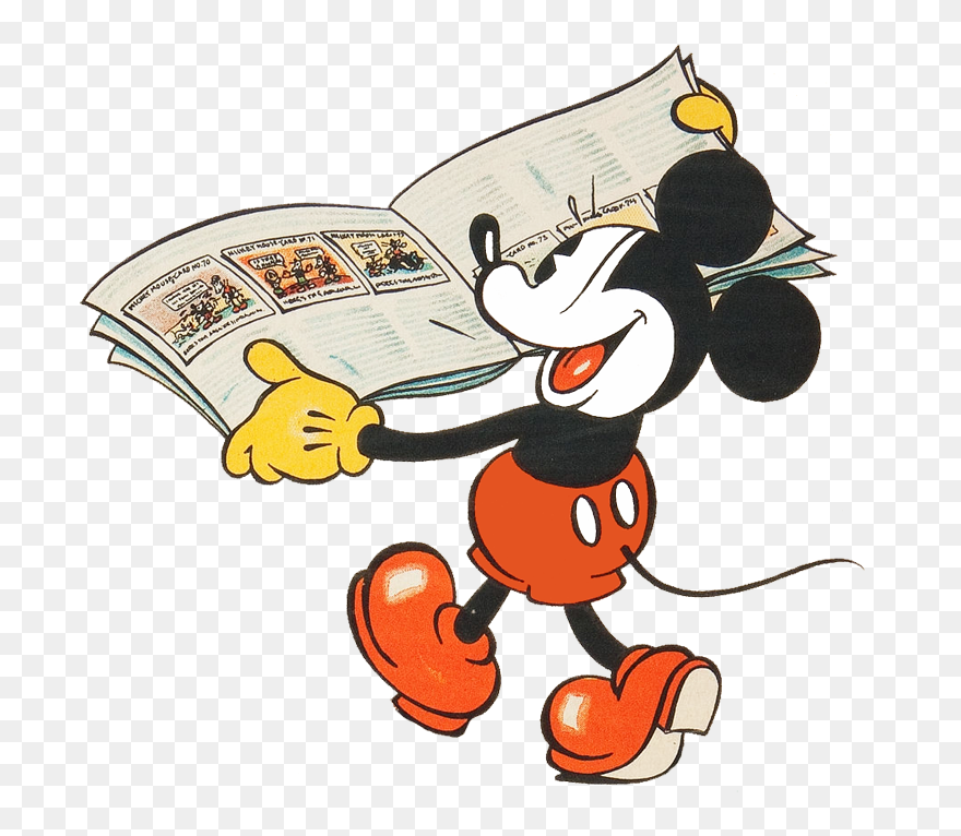 Mickey Mouse Reading Clipart - Vintage Disney Characters Png Transparent Png