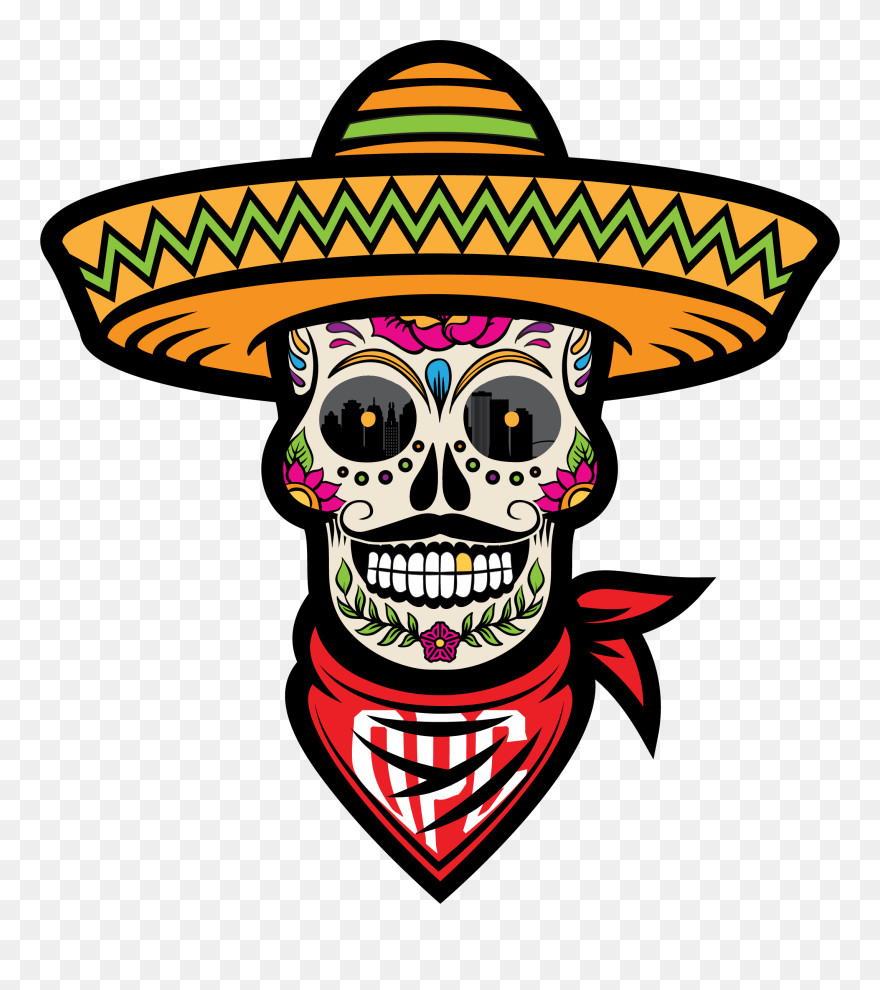 Mexican Skull Vector Sombrero Clipart