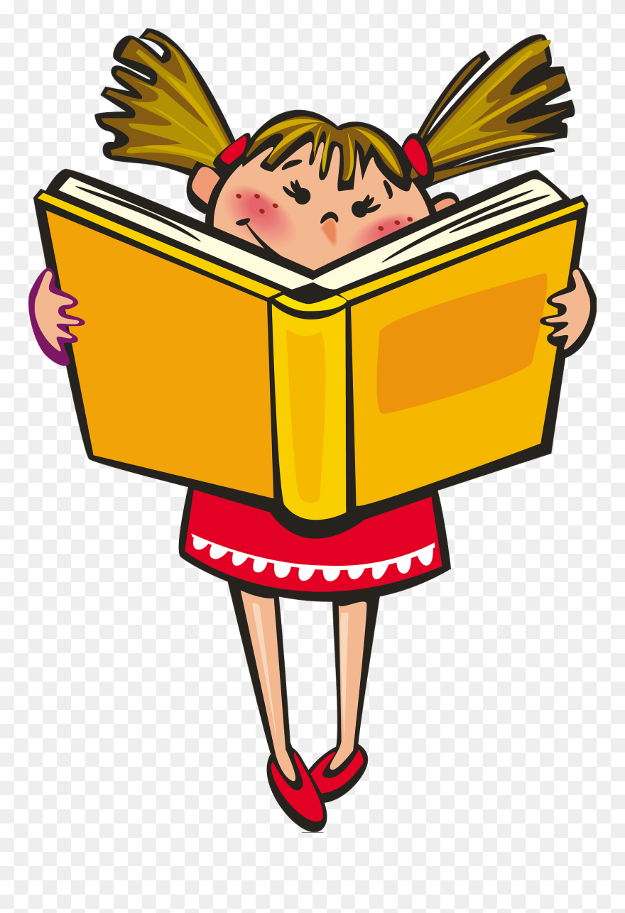 Girl Reading A Book Clipart - Vector Graphics - Png Download