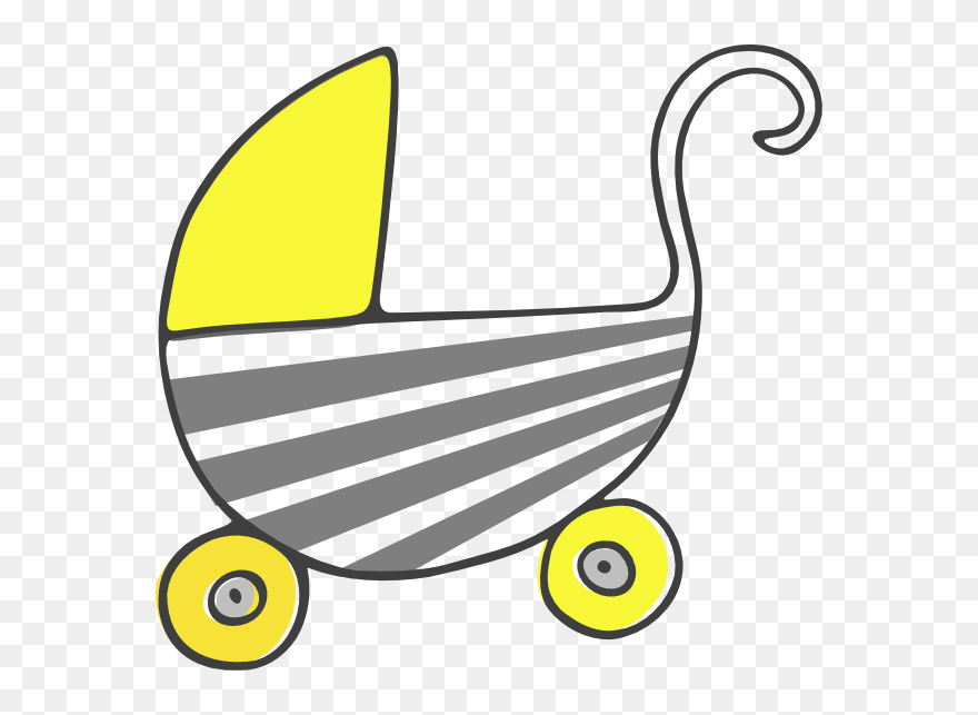 Stroller Clip Art - Yellow Pram Clipart - Png Download