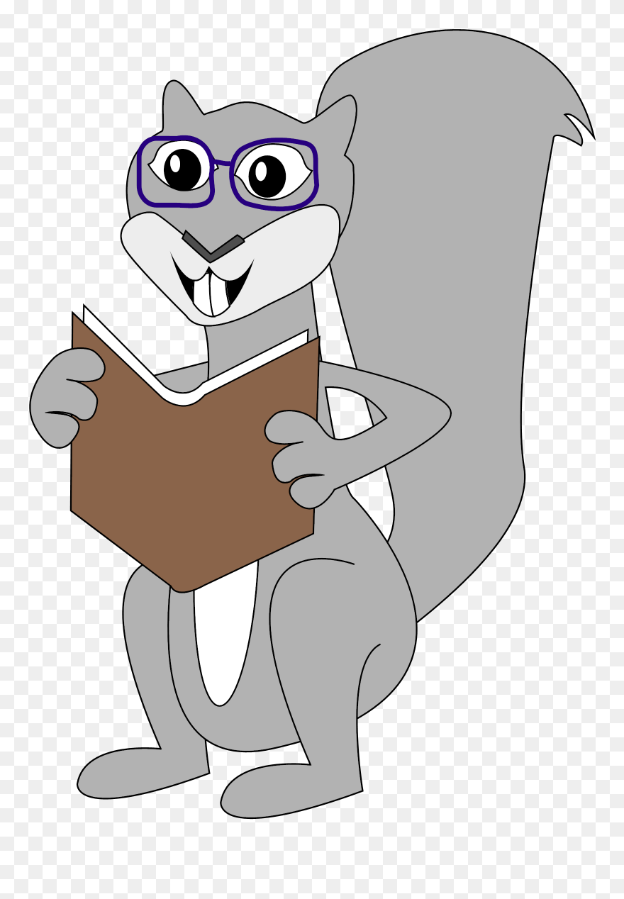 Cartoon Squirrel Reading Clipart - Squirrel Clip Art - Png Download