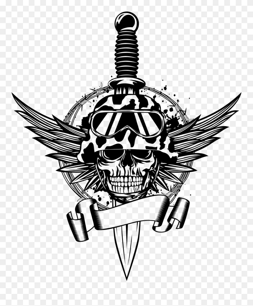 Skull Photography Printing Illustration Vector Sword - Logo Sword With Skull Png Clipart