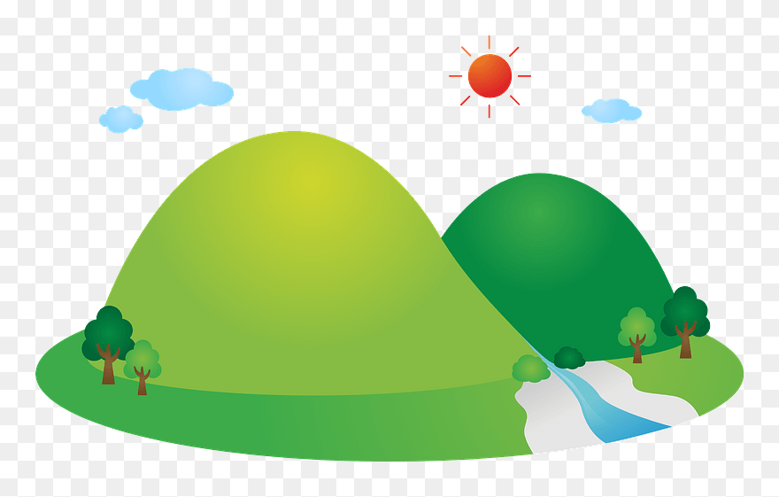 Mountain River Nature Clipart - 山 と 川 イラスト - Png Download