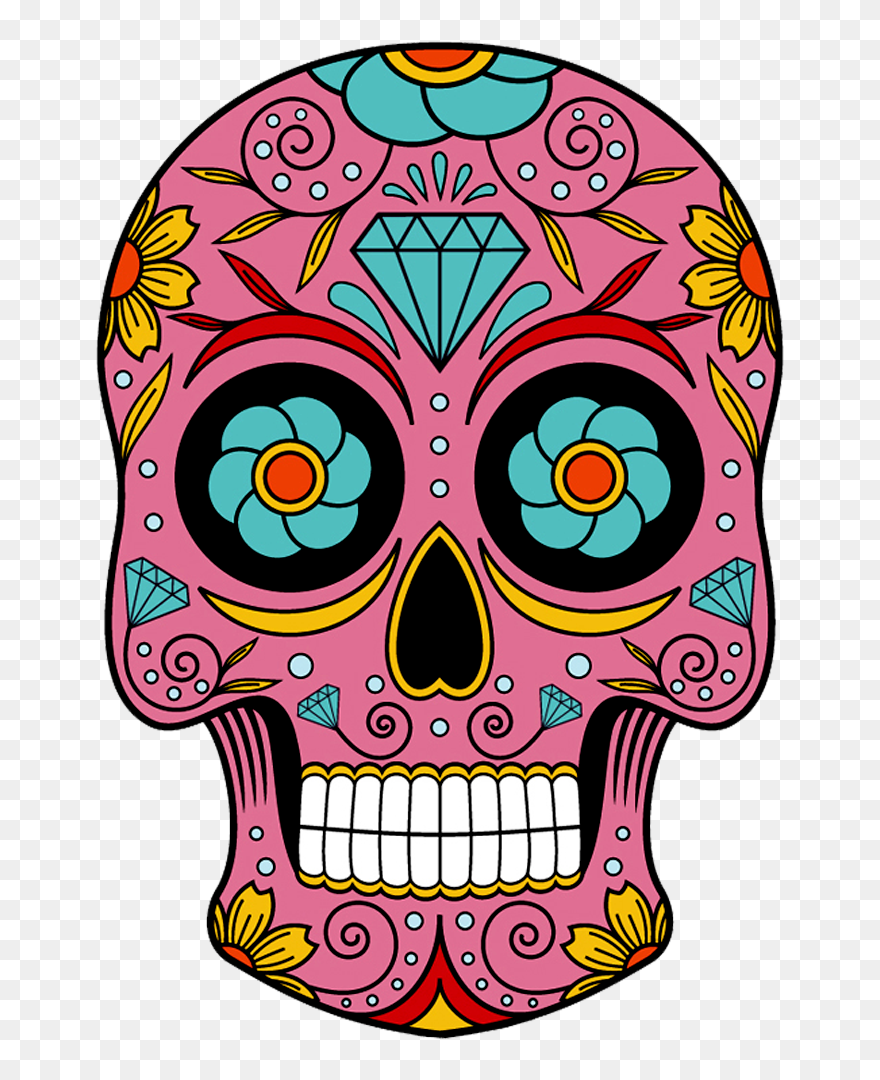 Death Clipart Easy Skull - Skull Day Of The Dead Pink - Png Download