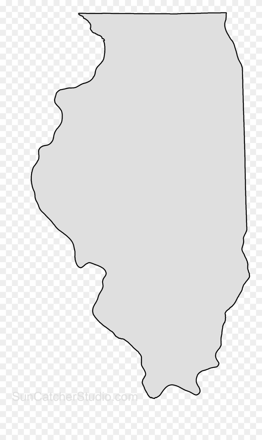 Illinois Map Outline Shape State Stencil Clip Art Scroll - Illinois Silhouette - Png Download