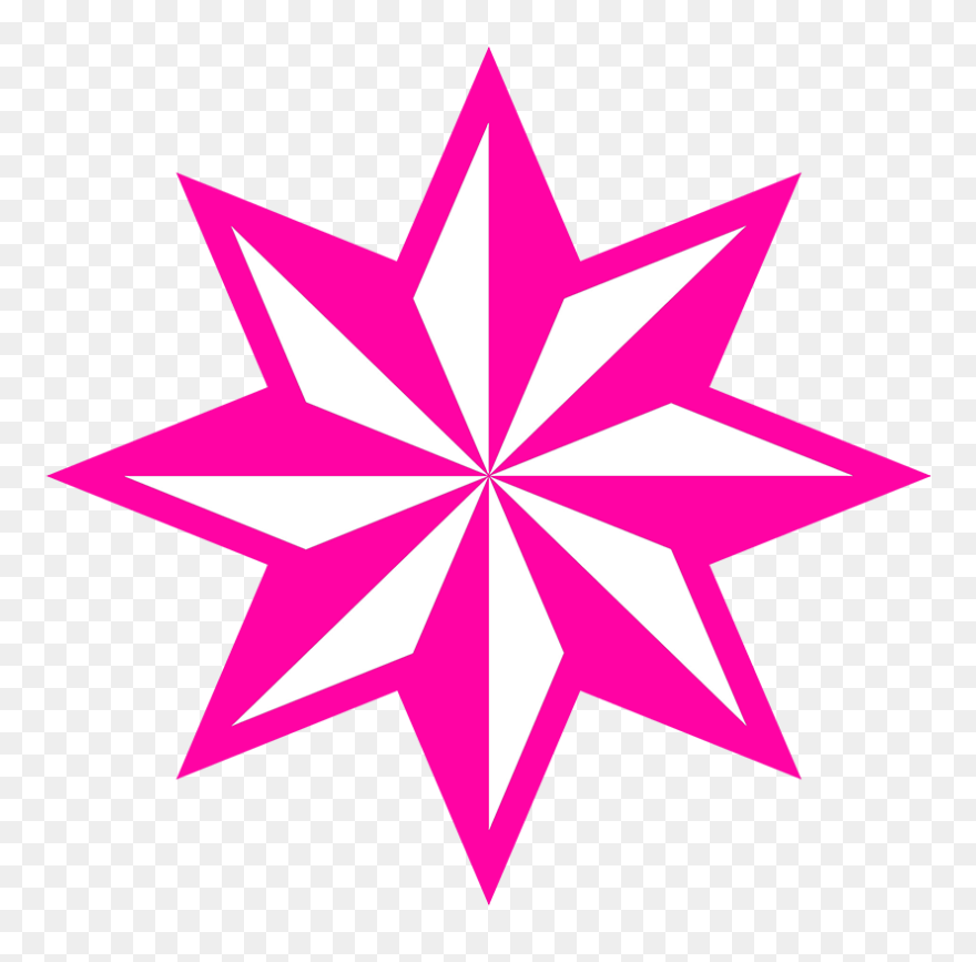Pink Star Clipart Faceted Star - 6 Point Nautical Star - Png Download