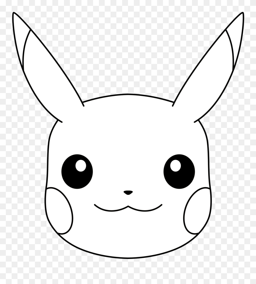 Pikachu Clipart Black And White - Pikachu Face Coloring Page - Png Download