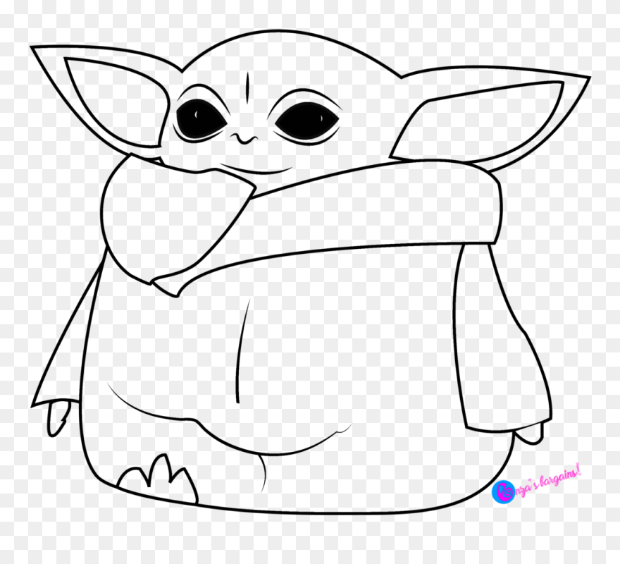 Baby Yoda Clip Art Black And White - Baby Yoda Drawing Outline - Png Download