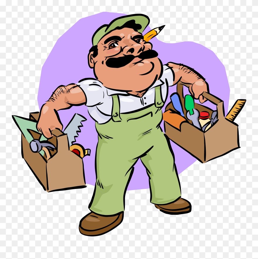 Carpenter Clipart Job - Maintenance Guy Cartoon - Png Download
