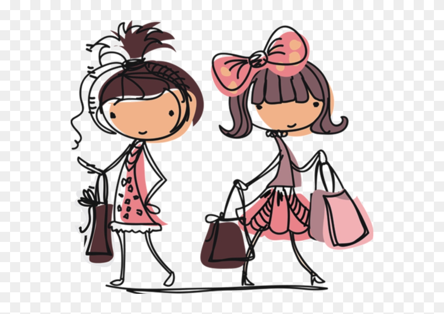 Woman Cartoon With Bag Clipart