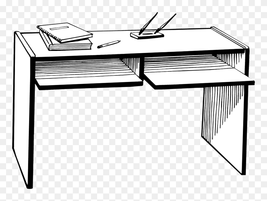 Desk Free Stock Photo Illustr - Clip Art Desk Black And White - Png Download