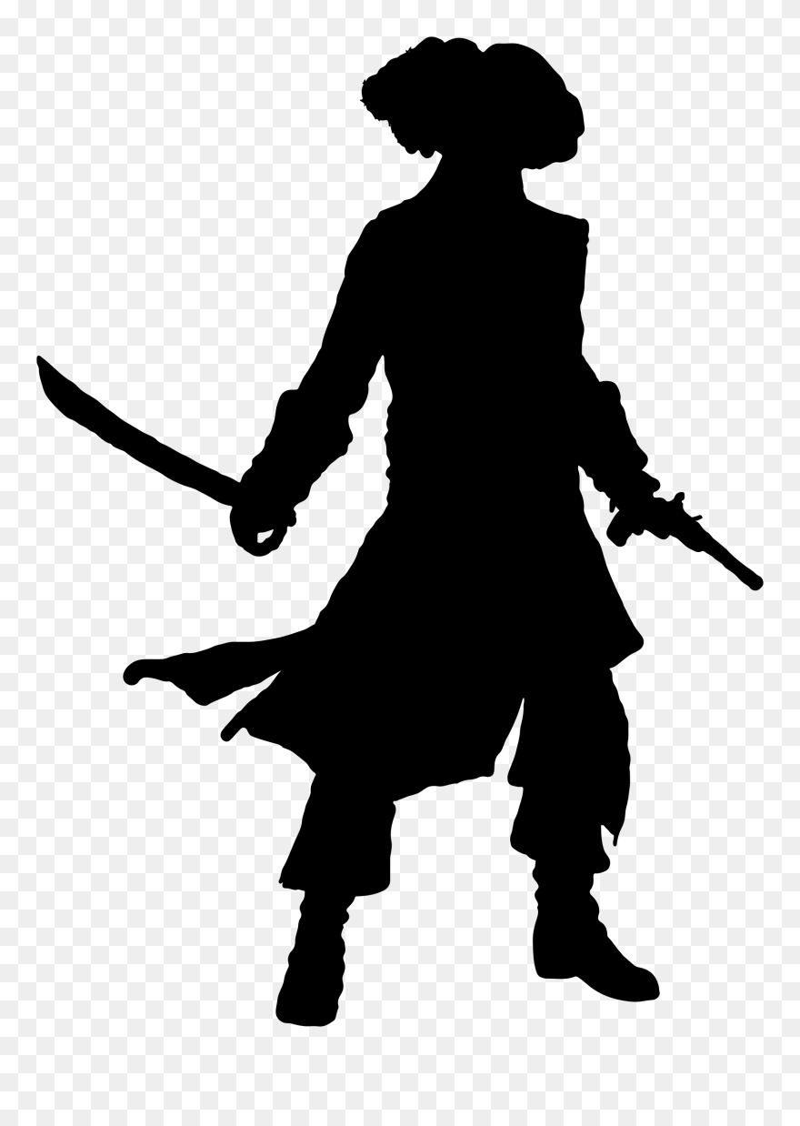 Pirate With Gun And Sword Silhouette - Silhouette Pirate Clipart - Png Download
