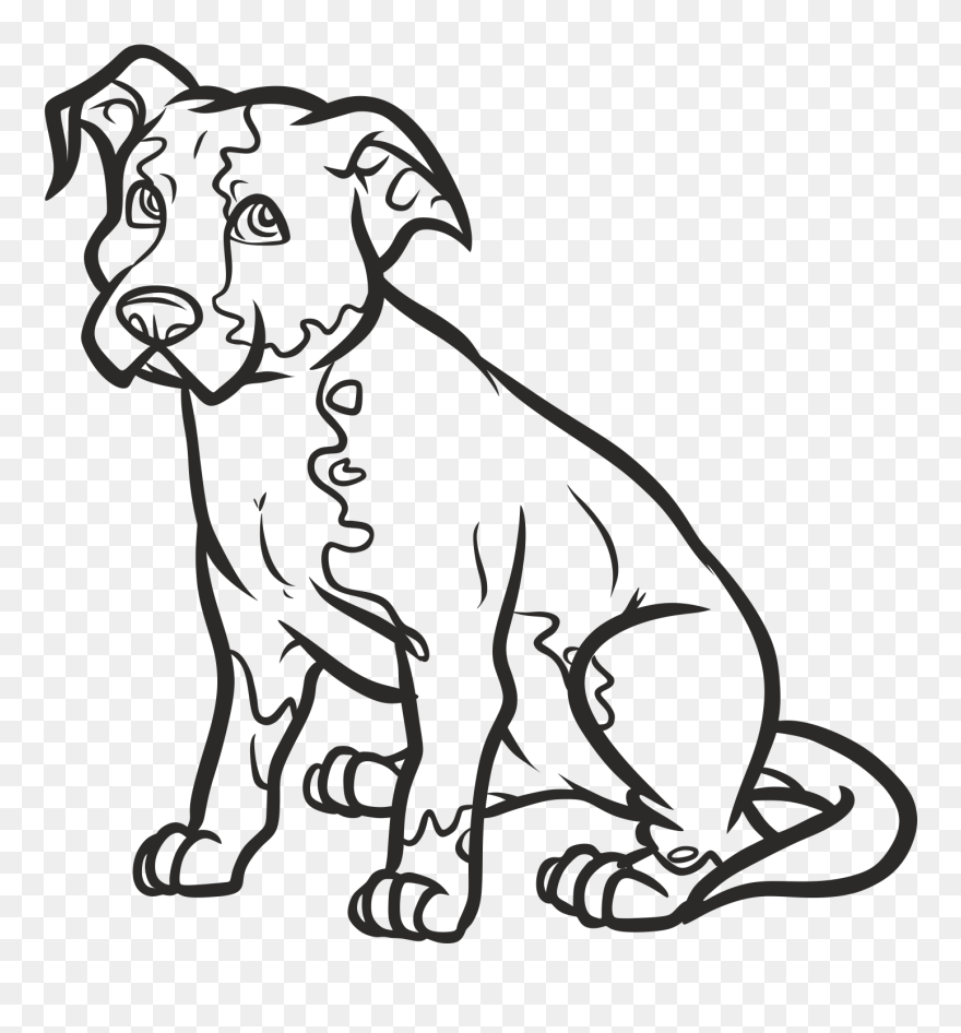 Pet Sitting Pit Bull Puppy Drawing - Cute Pitbull Cartoon Drawings Clipart