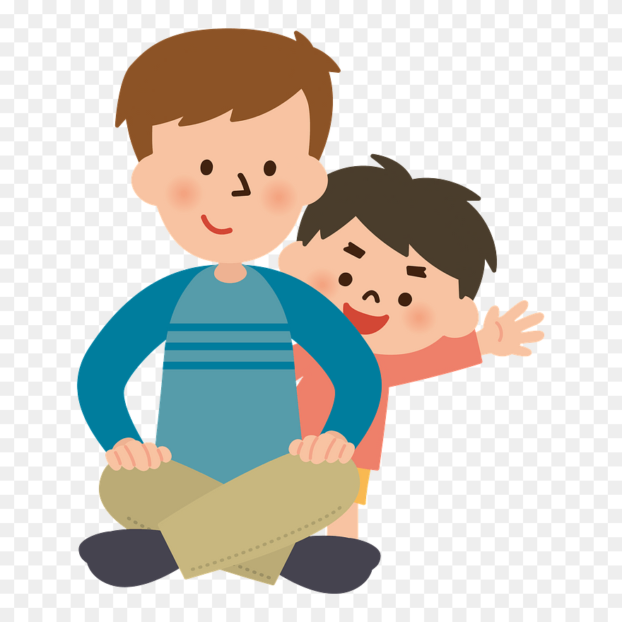 Father Son Child Clipart - お父さん 座り イラスト - Png Download