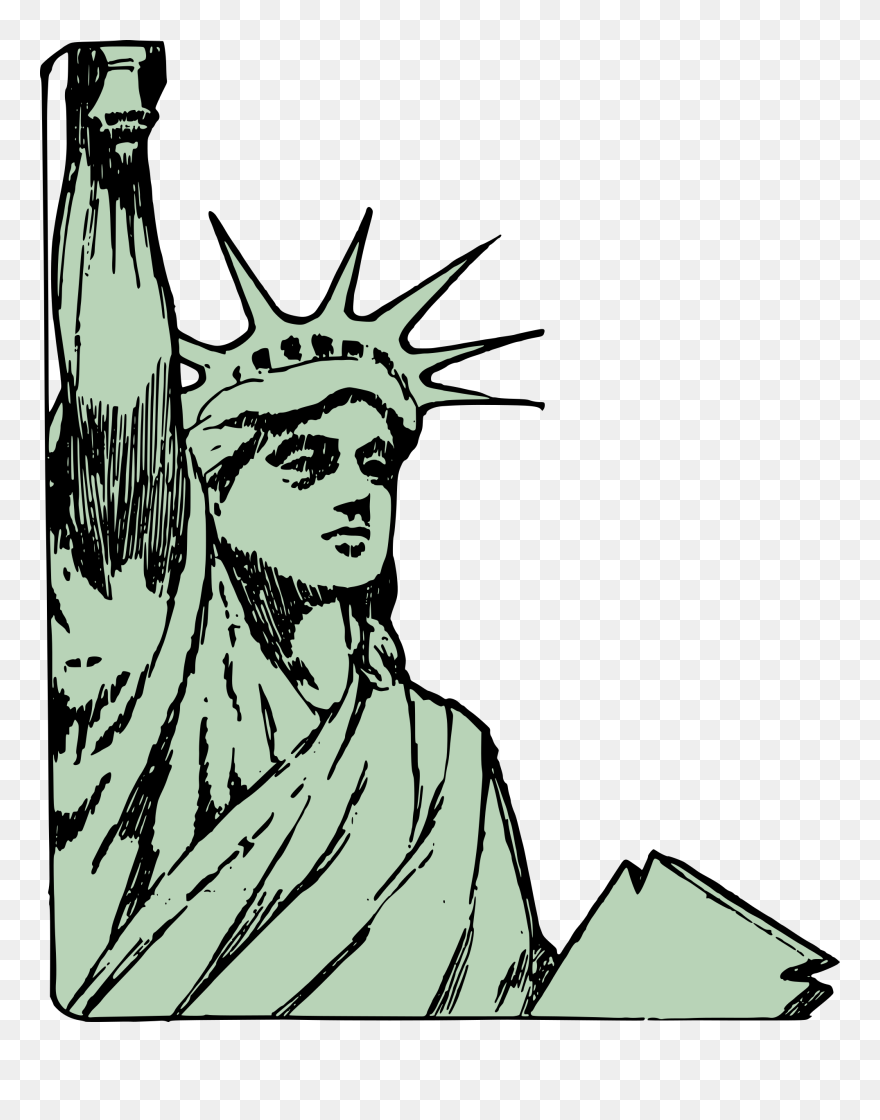 Park Clipart Statue - Statue Of Liberty Face Sketch - Png Download